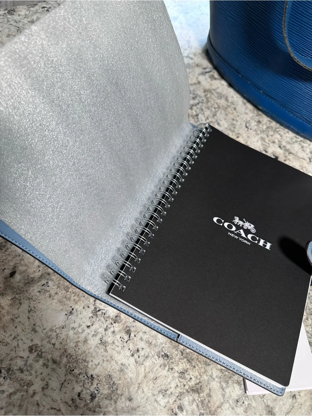 Coach Light Blue & White Checkered Notebook/Journal
